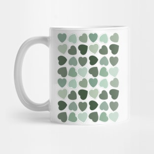 Sage Green Hearts Pattern Mug